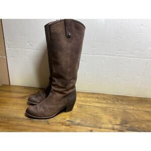 Frye-Women's 8B Jackie #76575 Brown Distressed Leather Tall Western Riding Boot